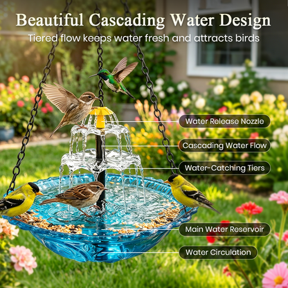 🔥🔥2026 Spring Sale 40% Off--🐦Solar Cascade Hanging Bird Bath Fountain  -Devareon®