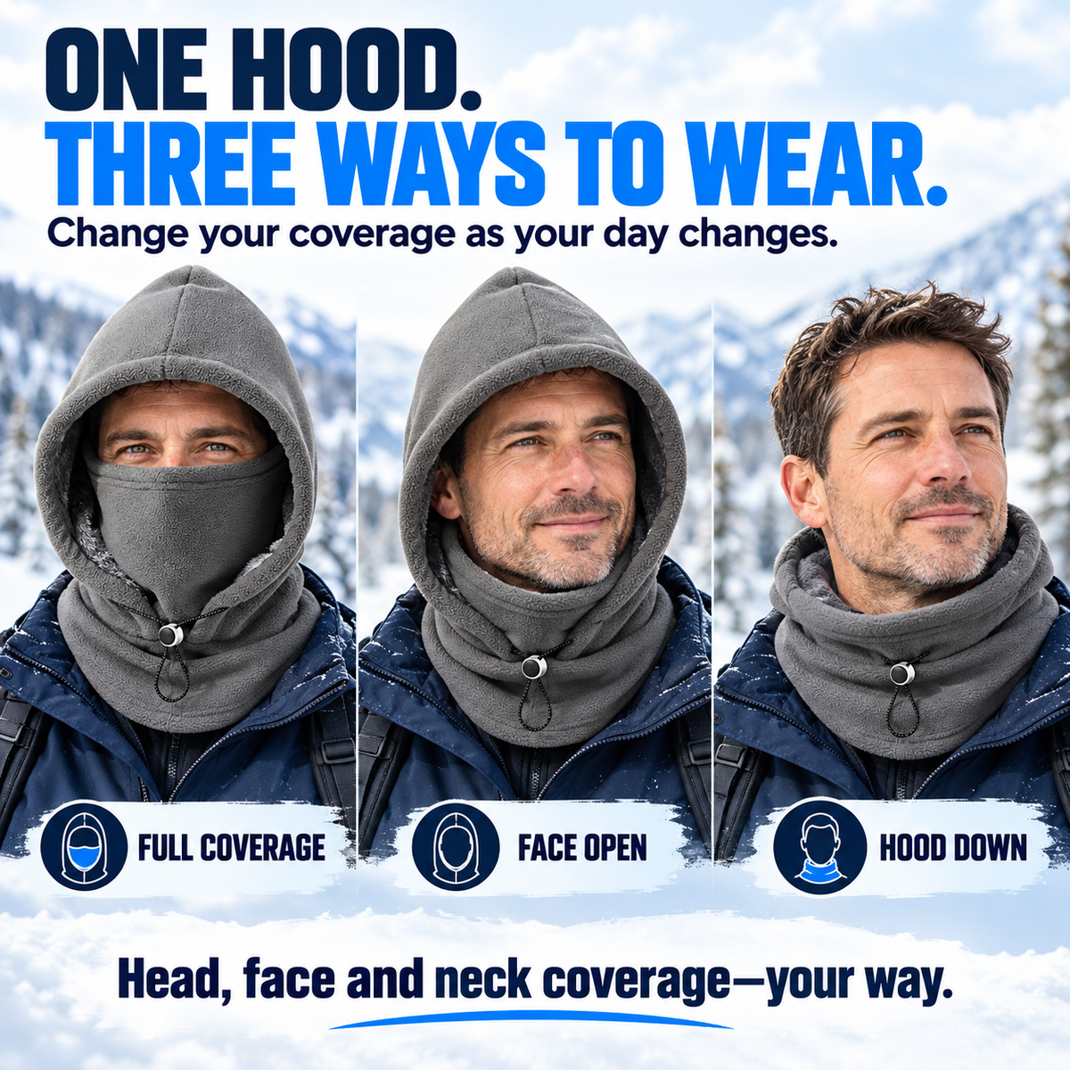 upsell⚡ Limited-Time 40% OFF ❄️ 3-in-1 Thermal Fleece Balaclava | Cozy Hood, Face Mask & Neck Warmer for Skiing, Cycling & Hiking| Devareon®
