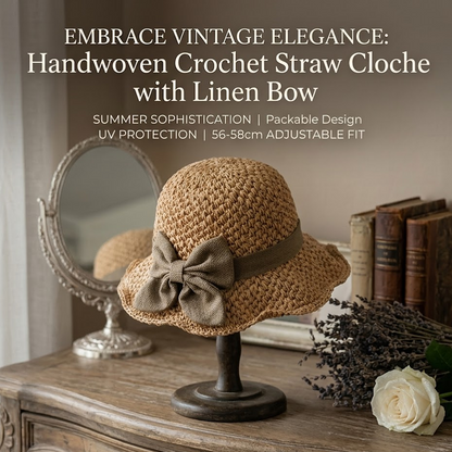 🌞 Elegant Woven Straw Sun Hat with Bow – Breathable, Foldable & Perfect for Beach & Travel 👒-Devareon®