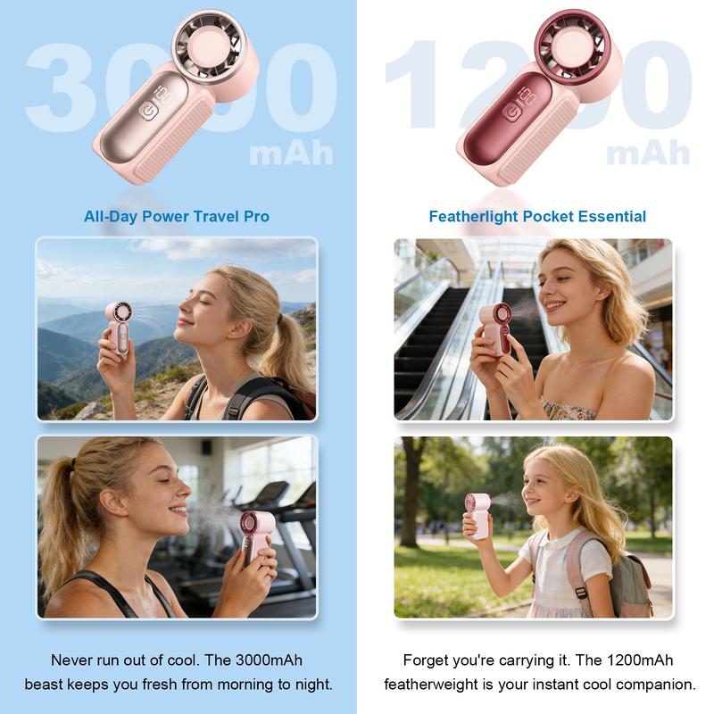 Devareon®🥳2026 HOT SALE🥳50K+ SOLD!❄️  Turbo Handheld Fan – 16900 RPM, 6 speeds, LED display. 3000mAh battery, 10.7hrs cooling. Pocket‑sized power!