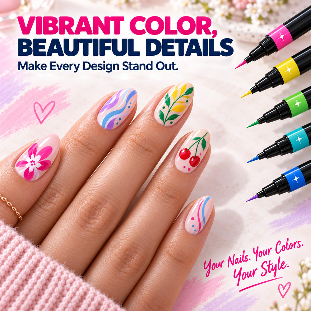💅🎨 40% OFF! 24-Color Dual-Tip Nail Art Pens ✨ DIY Your Own Halloween, Christmas & Everyday Nail Designs 🎃🎄| Devareon®