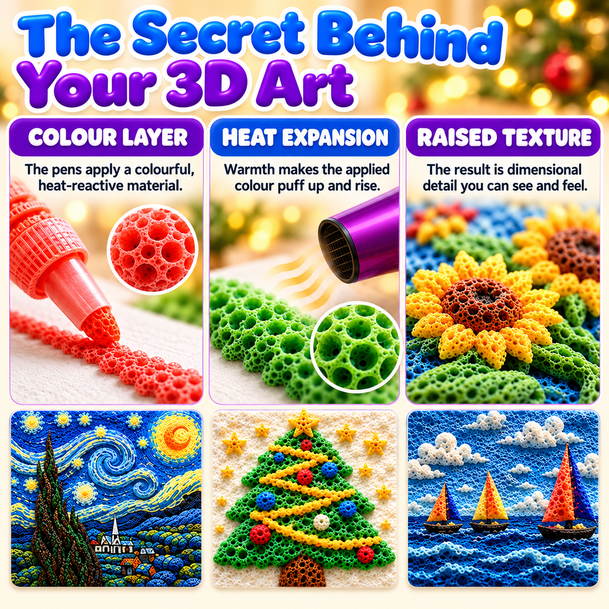 💥 LAST DAY! Buy 2 Get 1 FREE 🎁 3D Magic Pen – Create Puffy 3D Art with Every Stroke!🎄Creative Christmas Gift | DIY Bubble Drawing Fun | Devareon®