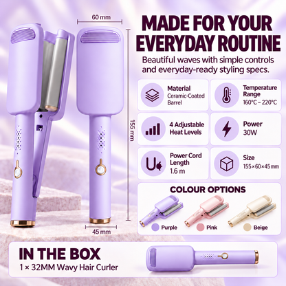 🔥 2026 New Arrivals | 60% OFF 🎁 Wavy Curling Iron – Add Volume, Bounce & Beautiful Waves in Seconds | Devareon®