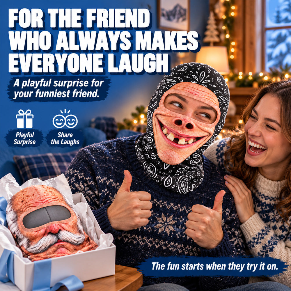 🤣❄️ Funny Realistic Face Ski Mask – Hilarious Winter Balaclava for Skiing, Snowboarding, Parties & Outdoor Fun! 🎿🔥| Devareon®