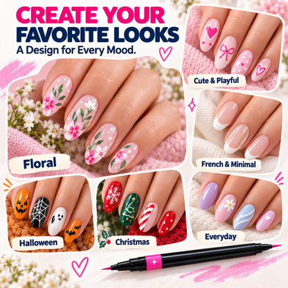 💅🎨 40% OFF! 24-Color Dual-Tip Nail Art Pens ✨ DIY Your Own Halloween, Christmas & Everyday Nail Designs 🎃🎄| Devareon®