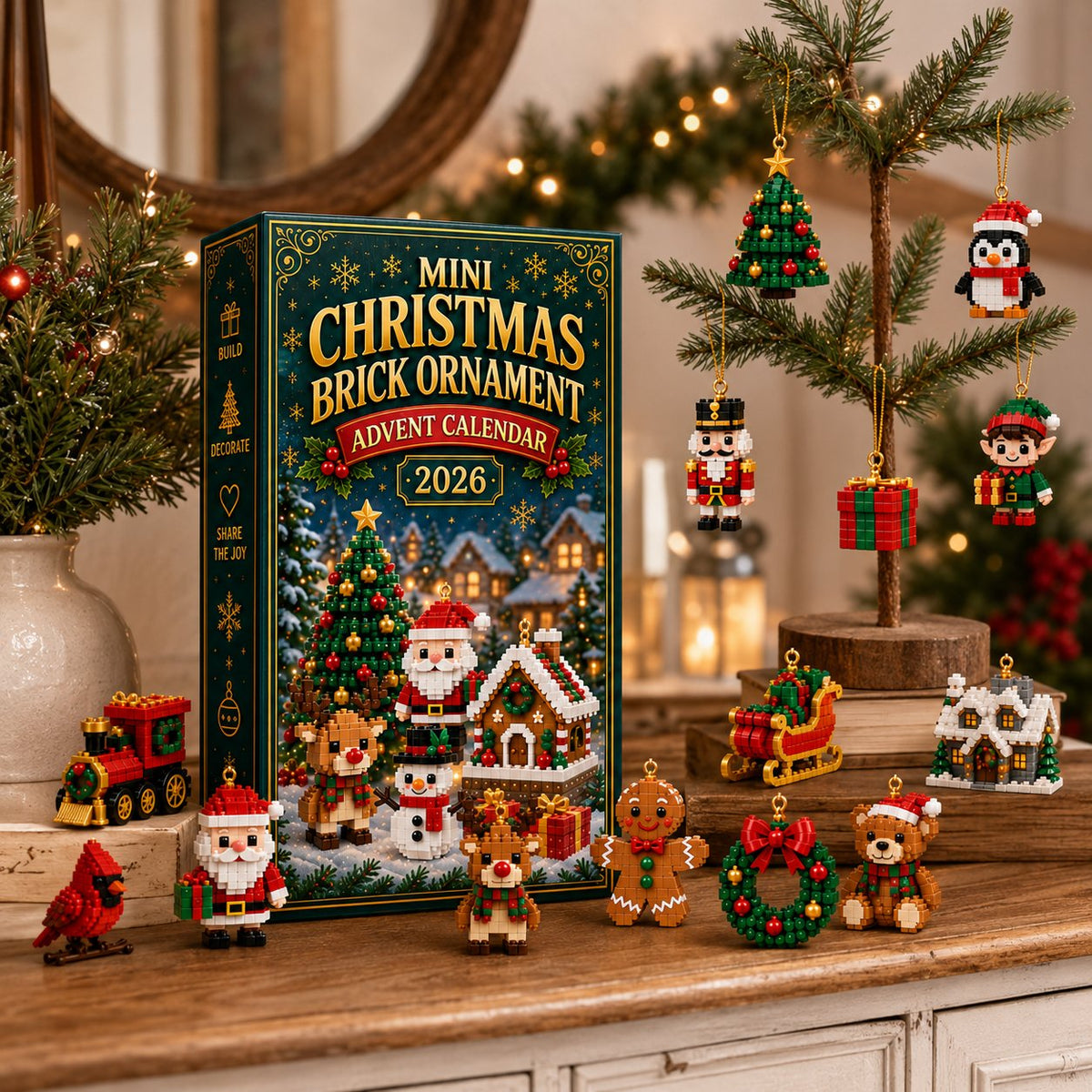 ⏳ Last day to save 40% – 🎄 24-Day Mini Christmas Ornament Advent Calendar | 24 unique festive buildable designs with hanging loops—perfect for decorating Christmas trees, wreaths, and holiday displays 🧱