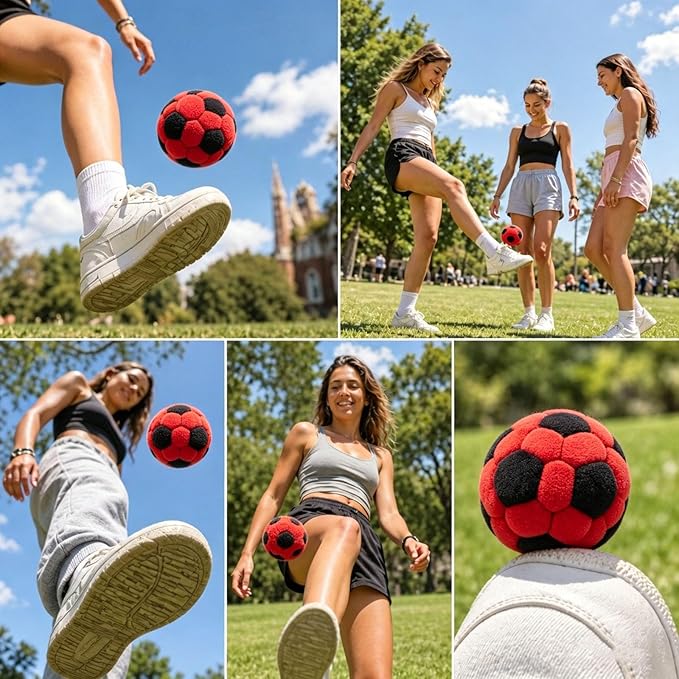 Devareon® 6 Pack Soccer Hackys Footbag Sacks - Soft Plush Footbags for Adults