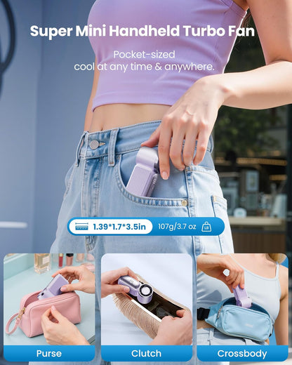 Devareon®🥳2026 HOT SALE🥳50K+ SOLD!❄️  Turbo Handheld Fan – 16900 RPM, 6 speeds, LED display. 3000mAh battery, 10.7hrs cooling. Pocket‑sized power!