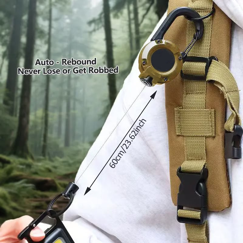 Devareon® 💥LAST DAY SALE 40%OFF💥🏆Retractable Carabiner Keychain 🎣 – 60cm Steel Cord, Heavy-Duty Badge Reel, Lightweight EDC Tool for Keys, ID & Outdoor Use