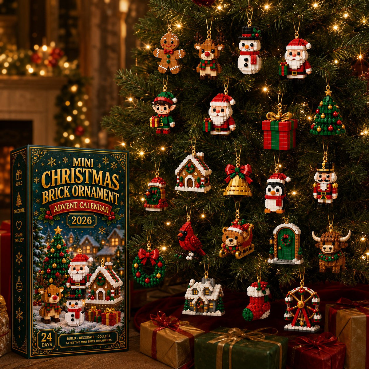 ⏳ Last day to save 40% – 🎄 24-Day Mini Christmas Ornament Advent Calendar | 24 unique festive buildable designs with hanging loops—perfect for decorating Christmas trees, wreaths, and holiday displays 🧱