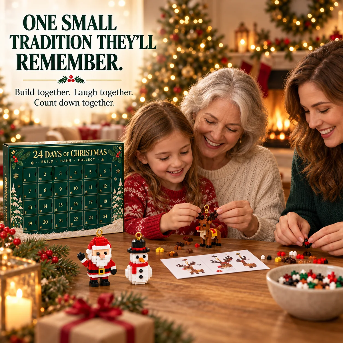 ⏳ Last day to save 40% – 🎄 24-Day Mini Christmas Ornament Advent Calendar | 24 unique festive buildable designs with hanging loops—perfect for decorating Christmas trees, wreaths, and holiday displays 🧱