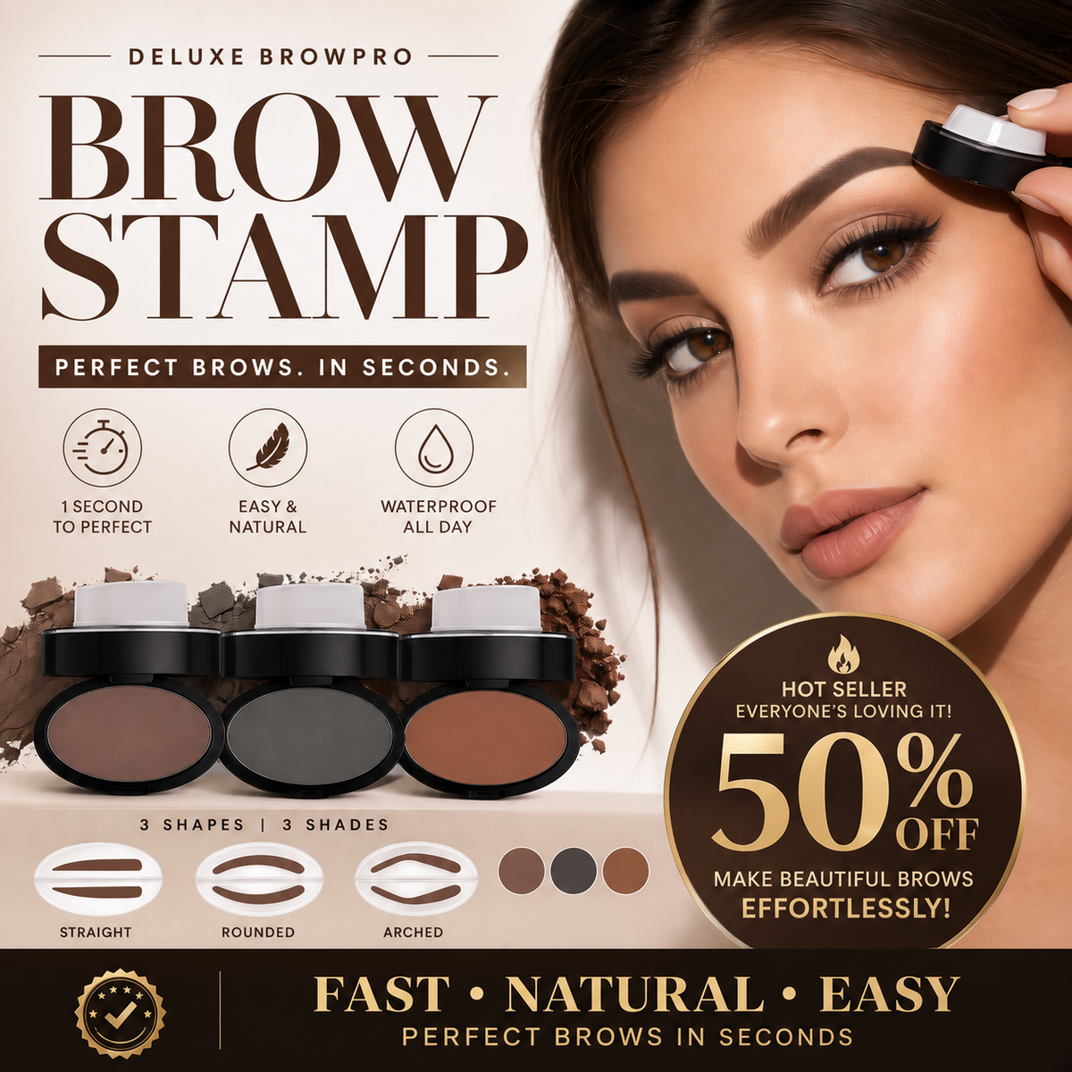 🎉 2026 Sale — 34K+ Sold! 💞 Eyebrow Stamp Powder — One-Press, Waterproof, 24H Long-Lasting Brows | Devareon®