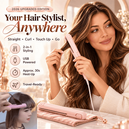 🔥 40% OFF | ✨ 2026 Upgraded 2-in-1 Mini Curling Iron — 🎀 Create Curls & Sleek Styles On the Go | Devareon®