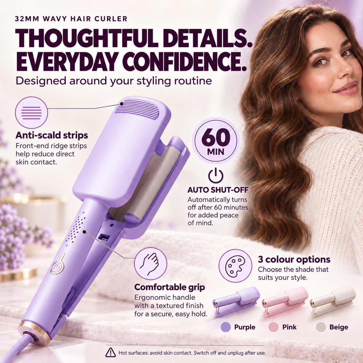 🔥 2026 New Arrivals | 60% OFF 🎁 Wavy Curling Iron – Add Volume, Bounce & Beautiful Waves in Seconds | Devareon®