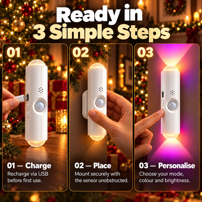 🎁🎄 Christmas RGB Mood Light – 7 Colours to Turn Your Home into Your Personal Sanctuary | Rechargeable & Motion Activated | Devareon®