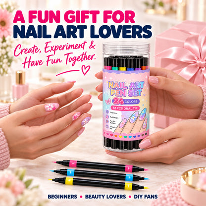 💅🎨 40% OFF! 24-Color Dual-Tip Nail Art Pens ✨ DIY Your Own Halloween, Christmas & Everyday Nail Designs 🎃🎄| Devareon®