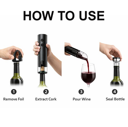 Devareon®🍷 Electric Wine Opener – One-Touch Automatic Corkscrew with USB Rechargeable Battery