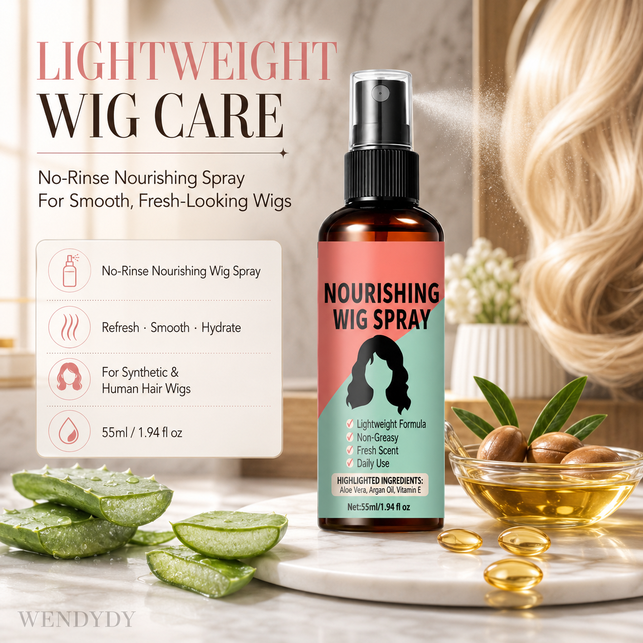 Devareon® 🥳 Lightweight No-Rinse Nourishing Wig Spray