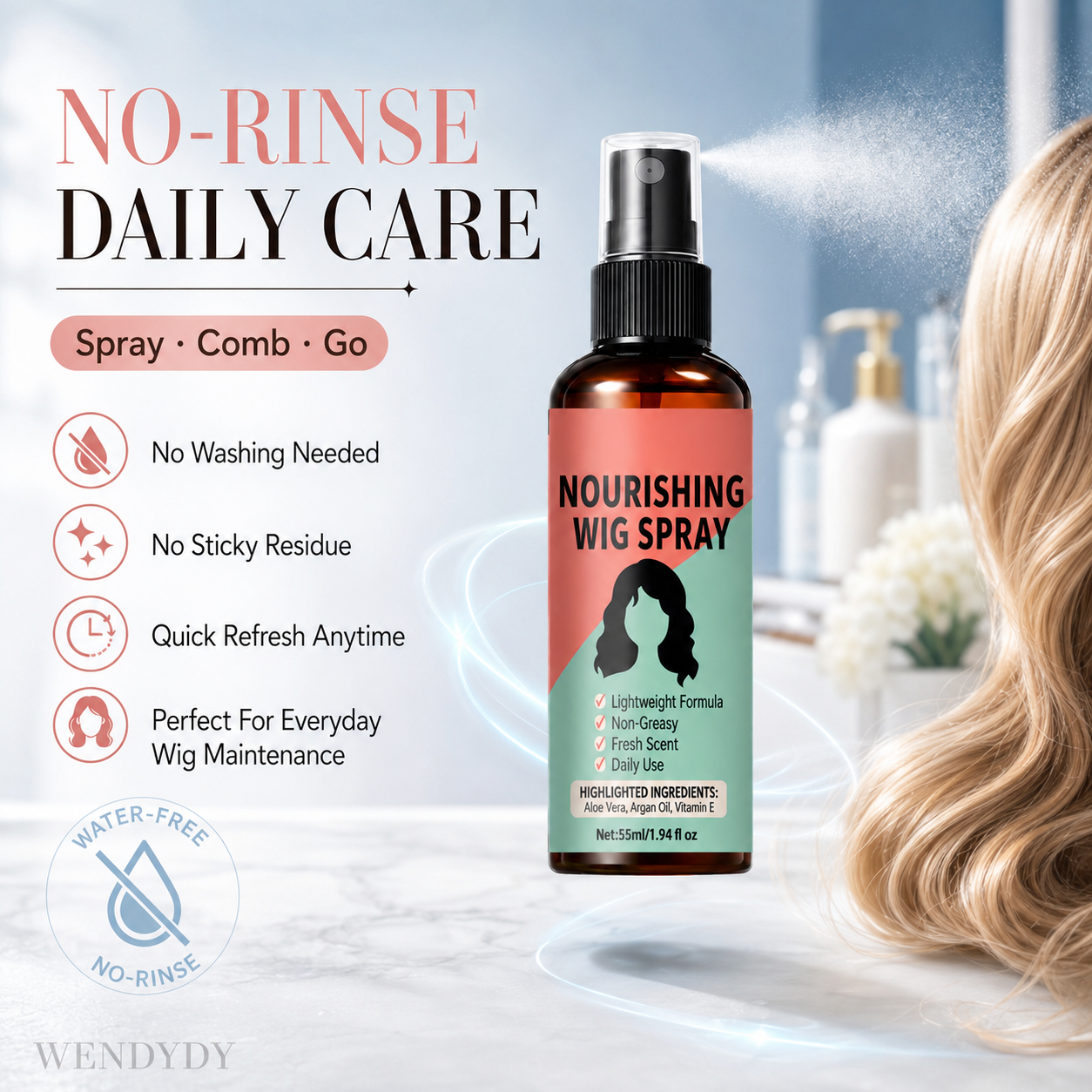 Devareon® ⏰ Hot Sale🔥Lightweight No-Rinse Nourishing Wig Spray