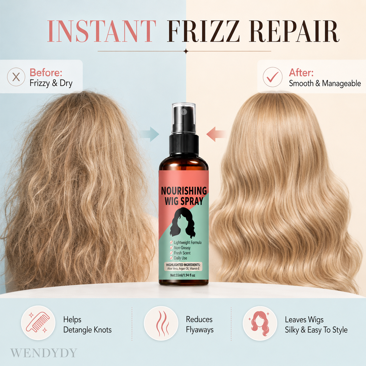 Devareon® 🥳 Lightweight No-Rinse Nourishing Wig Spray