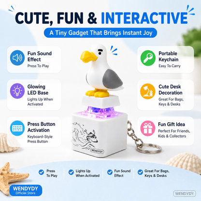 Devareon® ✨Mine Little Bird Voice-Activated Light-Up Electronic Keychain: Squeeze-to-Play Duck-Shaped Creative Keychain