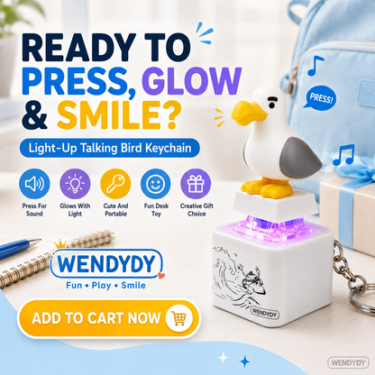 Devareon® ✨Mine Little Bird Voice-Activated Light-Up Electronic Keychain: Squeeze-to-Play Duck-Shaped Creative Keychain