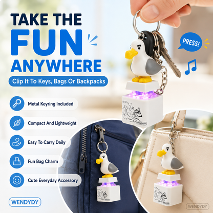 Devareon® ✨Mine Little Bird Voice-Activated Light-Up Electronic Keychain: Squeeze-to-Play Duck-Shaped Creative Keychain