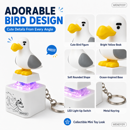 Devareon® ✨Mine Little Bird Voice-Activated Light-Up Electronic Keychain: Squeeze-to-Play Duck-Shaped Creative Keychain