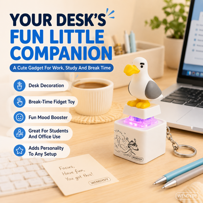 Devareon® ✨Mine Little Bird Voice-Activated Light-Up Electronic Keychain: Squeeze-to-Play Duck-Shaped Creative Keychain
