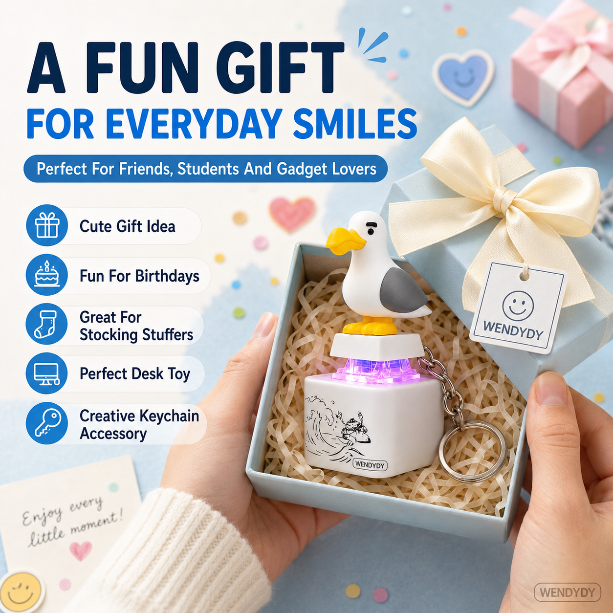 Devareon® ✨Mine Little Bird Voice-Activated Light-Up Electronic Keychain: Squeeze-to-Play Duck-Shaped Creative Keychain