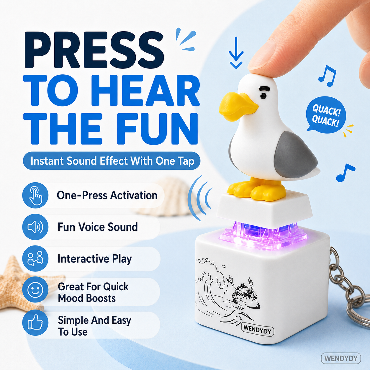 Devareon® ✨Mine Little Bird Voice-Activated Light-Up Electronic Keychain: Squeeze-to-Play Duck-Shaped Creative Keychain