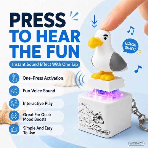 upsell Devareon® 🦤 Mine Little Bird Voice-Activated Light-Up Electronic Keychain: Squeeze-to-Play Duck-Shaped Creative Keychain