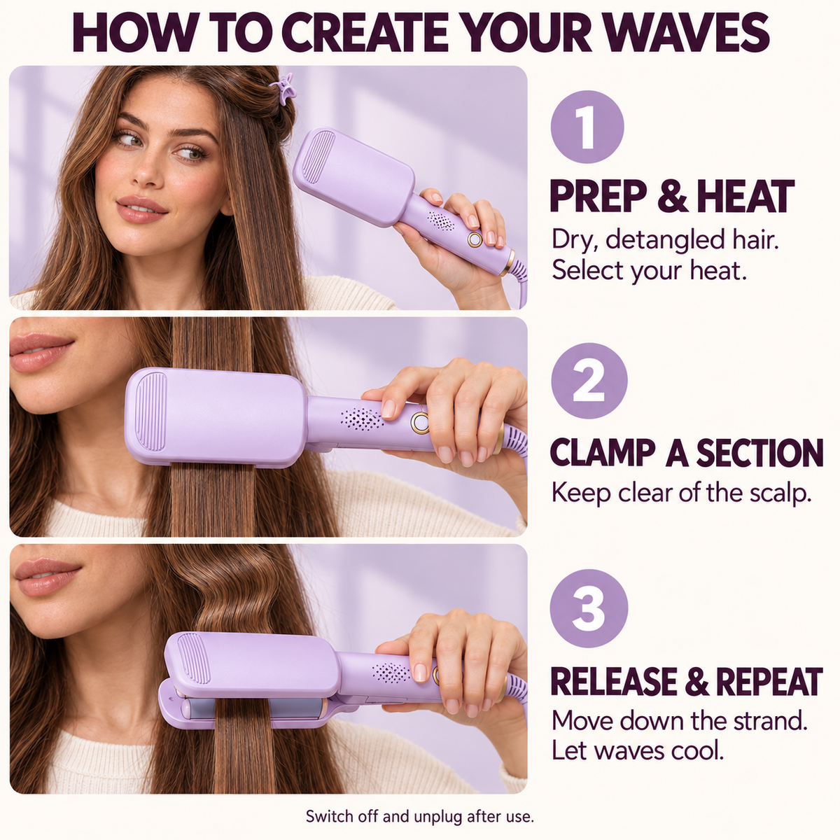 💜 2026 New Arrivals | 60% OFF 🎁 Wavy Curling Iron – Add Volume, Bounce & Beautiful Waves in Seconds | Devareon®