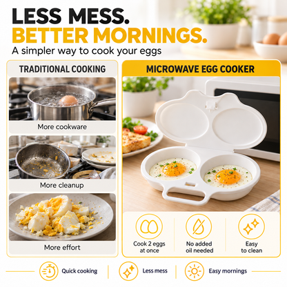 🥳2026 HOT SALE🎁 BUY 2 GET 1 FREE!💥2-Minute Breakfast Made Easy!⏱️No Oil, No Mess, Multi-Use Microwave Egg Poacher | Devareon®
