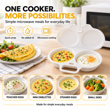 🥳2026 HOT SALE🎁 BUY 2 GET 1 FREE!💥2-Minute Breakfast Made Easy!⏱️No Oil, No Mess, Multi-Use Microwave Egg Poacher | Devareon®