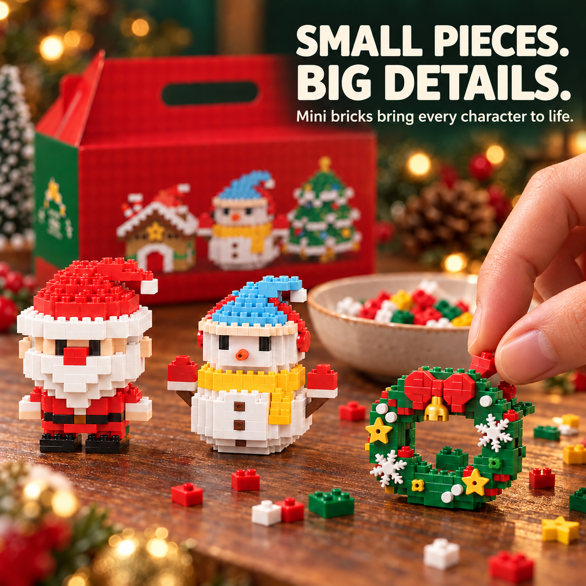 🧩🎅 Christmas Countdown Sale!🎁40% OFF | 🎄12-Piece Mini Christmas Building Blocks Set | 12 Festive Designs to Build Together & Display at Home 🧱| Devareon®
