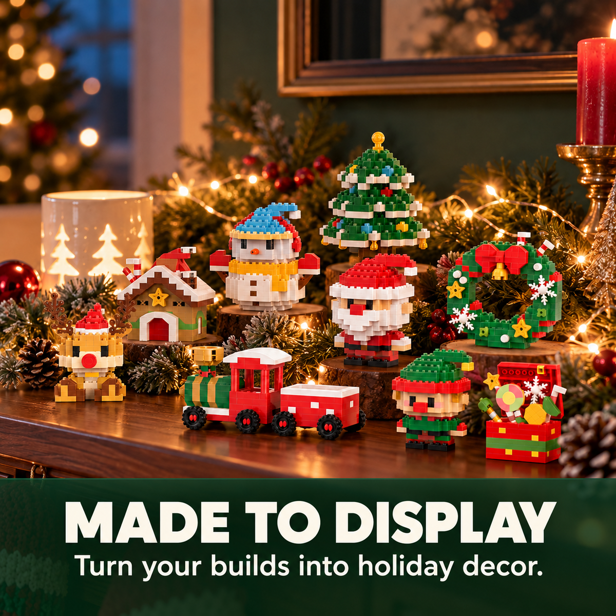 🧩🎅 Christmas Countdown Sale!🎁40% OFF | 🎄12-Piece Mini Christmas Building Blocks Set | 12 Festive Designs to Build Together & Display at Home 🧱| Devareon®