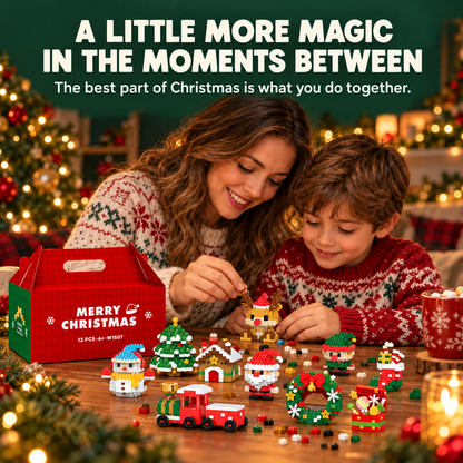 🧩🎅 Christmas Countdown Sale!🎁40% OFF | 🎄12-Piece Mini Christmas Building Blocks Set | 12 Festive Designs to Build Together & Display at Home 🧱| Devareon®
