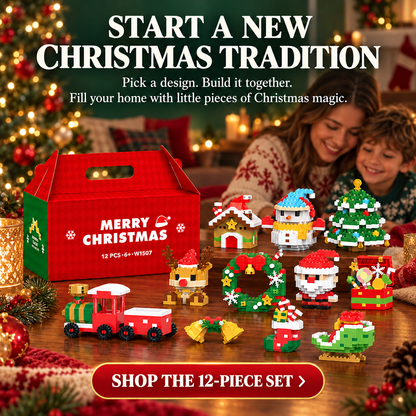 🧩🎅 Christmas Countdown Sale!🎁40% OFF | 🎄12-Piece Mini Christmas Building Blocks Set | 12 Festive Designs to Build Together & Display at Home 🧱| Devareon®