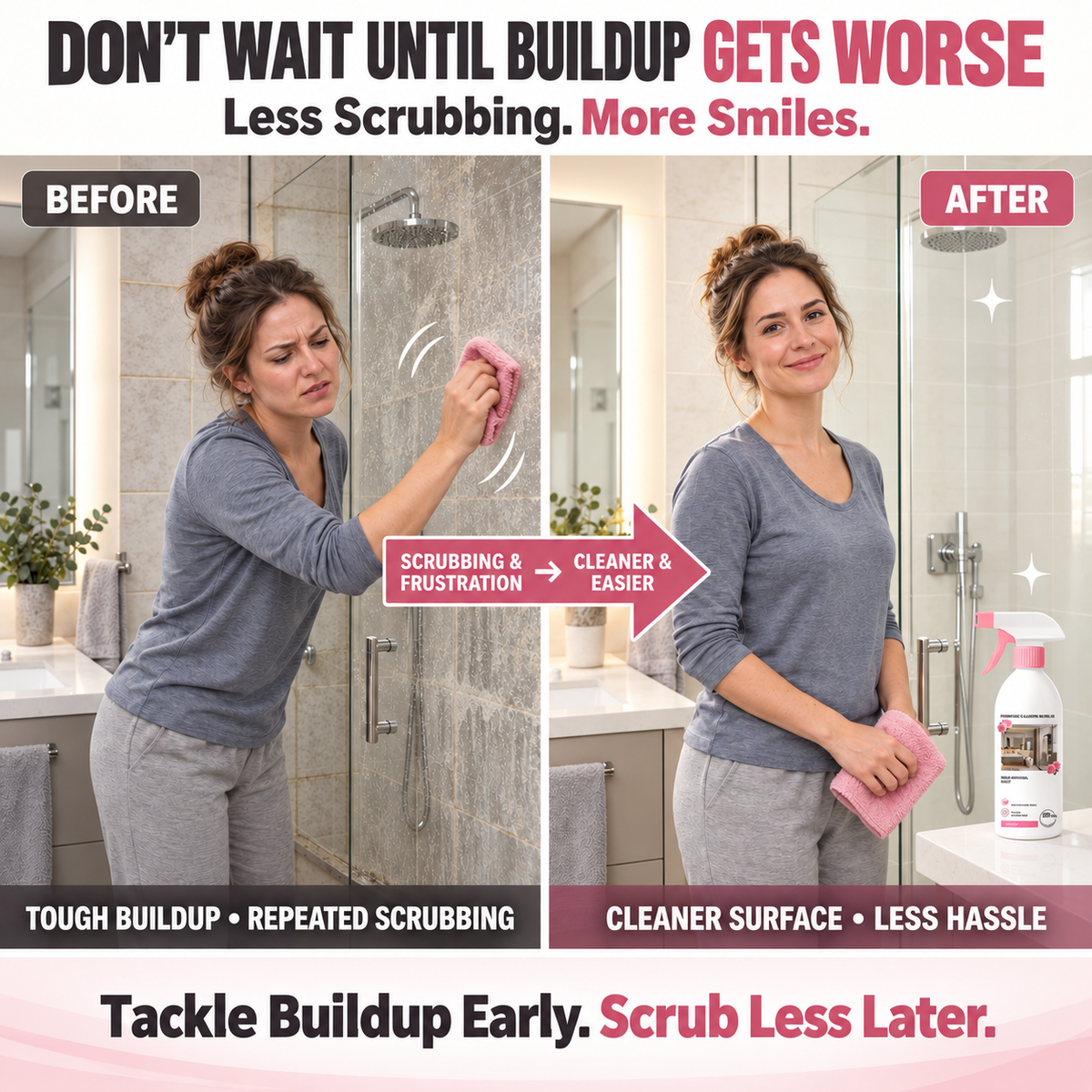 🌸Multi-Purpose Bathroom Cleaner Spray🫧Powerful Dirt & Grime Removal, Less Scrubbing — Shower, Tile & Glass Cleaner | Devareon®