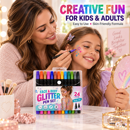 🎉NEW FOR 2026! 🎁24-Color Face & Body Glitter Marker Set with Dual Tips🎨DIY Halloween & Christmas Looks 🎊 | Devareon®