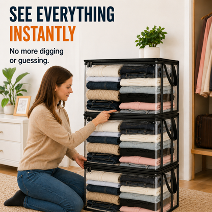 Devareon®⏰Final 40% OFF Sale🏠Clear Foldable Storage Box📦 Perfect for Clothes, Toys, Books & More ✨