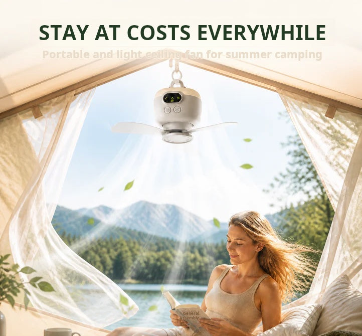 Devareon®⏳🔥LIMITED-TIME 50% OFF! 🌬️ Rechargeable Ceiling Fan with LED Light – Cool & Bright Anywhere ✨