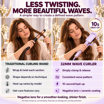 🔥 2026 New Arrivals | 60% OFF 🎁 Wavy Curling Iron – Add Volume, Bounce & Beautiful Waves in Seconds | Devareon®