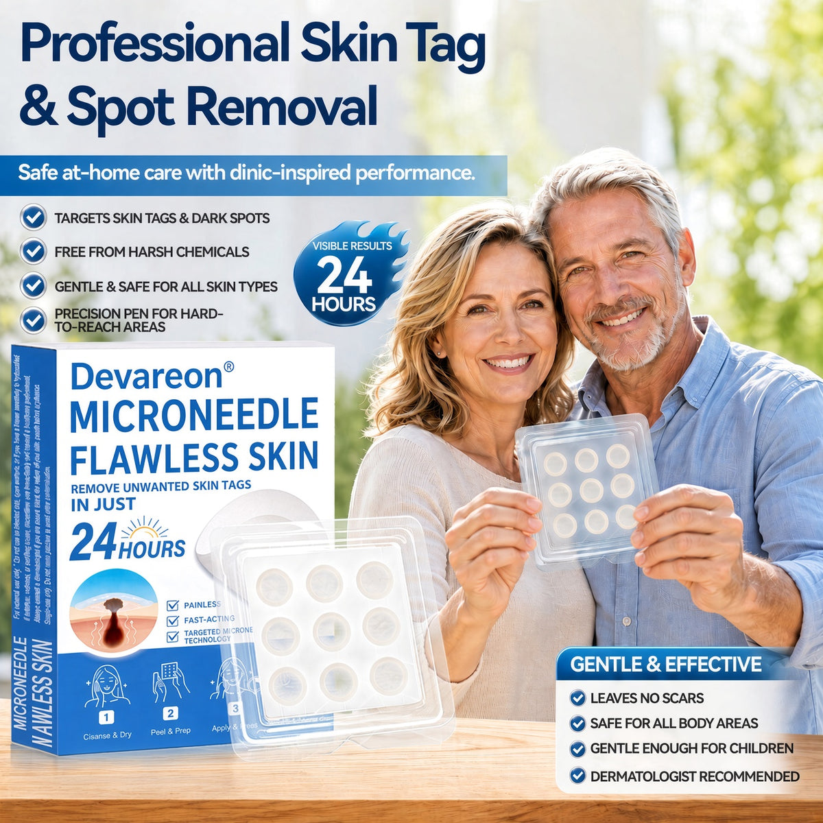 🌿Botanical Microneedle Hydrocolloid Patches — Targeted At-Home Skincare for Small Areas of Concern | For Moles, Acne, Flat Warts, Skin Tags, Wrinkles, Scars & Blemishes| Devareon®