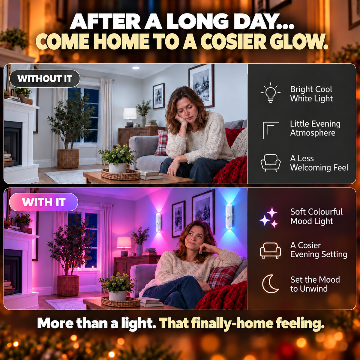 🎁🎄 Christmas RGB Mood Light – 7 Colours to Turn Your Home into Your Personal Sanctuary | Rechargeable & Motion Activated | Devareon®