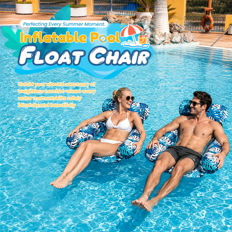 Devareon® 💎 -50% ON INFLATABLE POOL FLOATING CHAIR! 💎 Tropical Leaf Design, Ultra-Lightweight & Puncture-Resistant PVC ✨