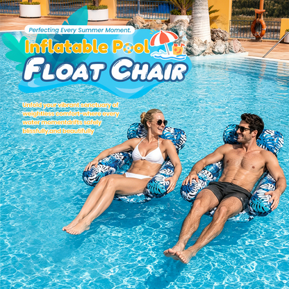 Devareon® 💎 -50% ON INFLATABLE POOL FLOATING CHAIR! 💎 Tropical Leaf Design, Ultra-Lightweight & Puncture-Resistant PVC ✨