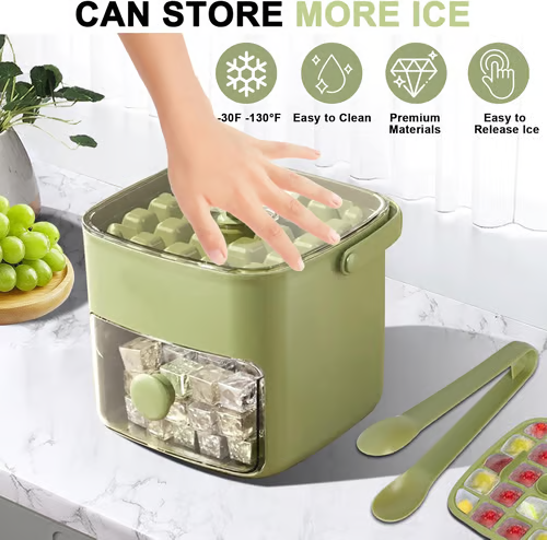 Devareon®🧊Portable Ice Maker with Lid and Storage Box (48 cubes)