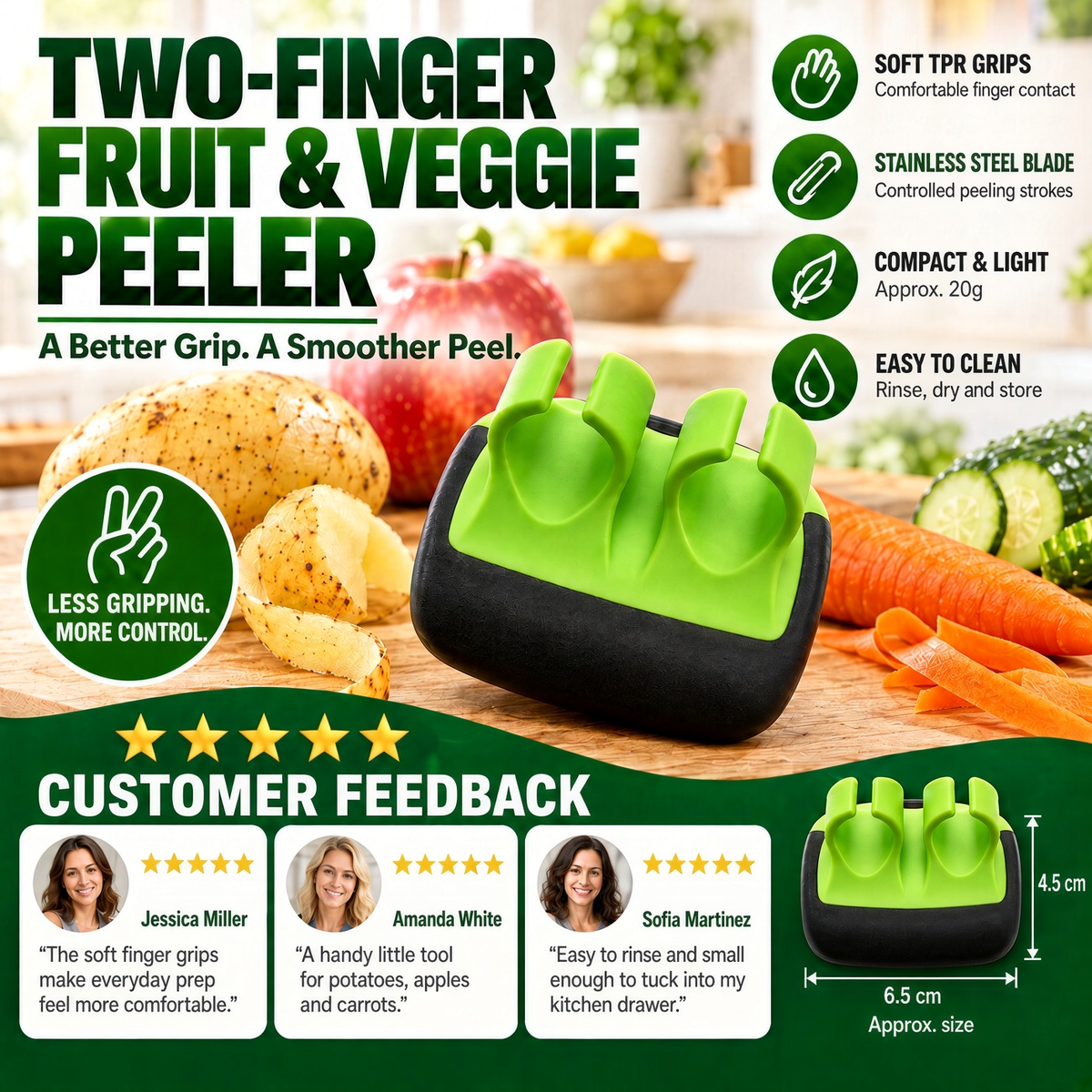 🔥 2026 New Arrivals | 🥕 Ergonomic Two-Finger Peeler – Effortless Fruit & Vegetable Peeling, Less Waste & More Convenience | Devareon®